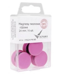 Magnete pastel Victory, 24mm, set 6 copë, rozë