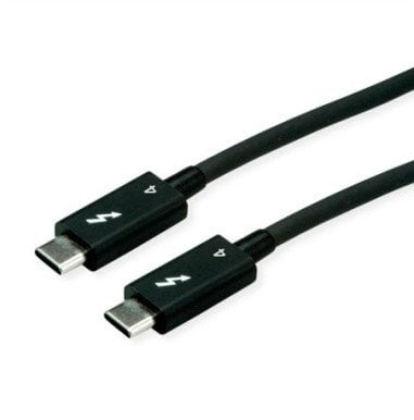 Kabllo Roline Thunderbolt 4 C në C, 40 Gbit/s, 100W, 0.5m, i zi