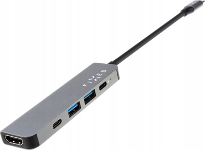 HUB USB C Fixed Mini 5n1, HDMI 4K, Power Delivery 100W, gri