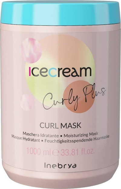 Maskë flokësh Inebrya Ice Cream Curly Plus, për flokë kaçurrela, që i jep lagështi, 1000 ml