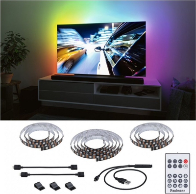 Shirit LED Paulmann 78882, për TV 75", RGB Dynamic Rainbow, USB, i zi