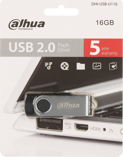 USB Dahua USB U116, 16GB, USB 2.0, metal