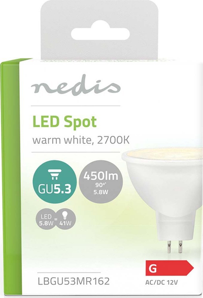 Llambë LED Nedis Clear GU5.3, 5.8W, 450lm, dritë e ngrohtë