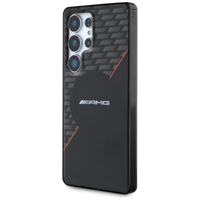 Kapak telefoni AMG Double Layer Rhombs MagSafe për Samsung Galaxy S25 Ultra, dy shtresa, i zi me të kuqe