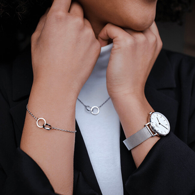 Orë dhe byzylyk për femra Daniel Wellington, S 175 mm, të argjendtë