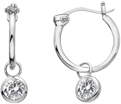 Hot Diamonds Сребрени Обетки со Бел Топаз во Форма на Капка