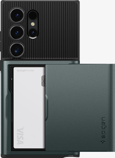 Futrollë telefoni Spigen Slim Armor CS për Samsung Galaxy S24 Ultra, me vend për karta, Abyss Green