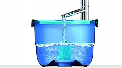 Set pastrimi Spontex Full Action System Plus, kovë 6L, mop me frizura, blu