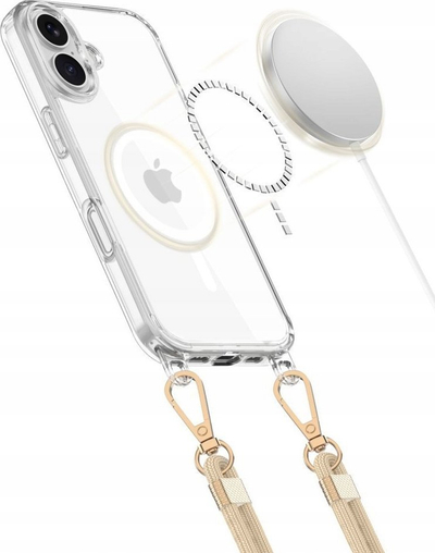Mbulesë telefoni Tech-Protect FlexAir Chain MagSafe për iPhone 16E, transparente, me litar varës