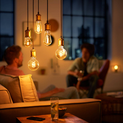 Llambë LED Philips E27 A60, 4W, 1800K, ari, me rregullim drite