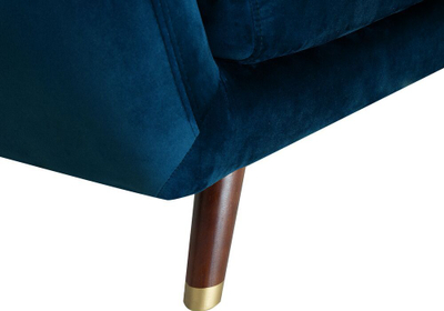 Divan BODO 2 vendsh, kadife poliestër, stil retro, blu navy