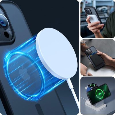 Maskë telefoni Tech-Protect MagMat MagSafe për iPhone 15 Pro Max, transparente me kornizë të zezë