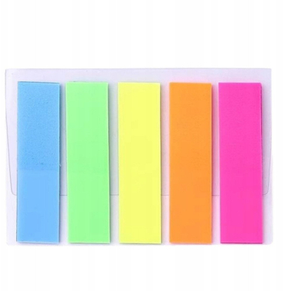 Shirita vetëngjitës Color Index, 45x12mm, transparent me ngjyra neon