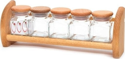 Сет за зачини Okko Spices Cruet Kit 002701, со рафт, 5 делови