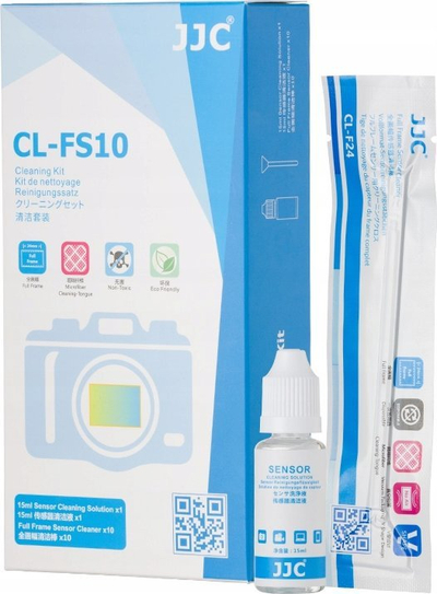 Set pastrimi sensori JJC CL-FS10, full frame 24mm, 10 swab + solucion 15 ml, i bardhë