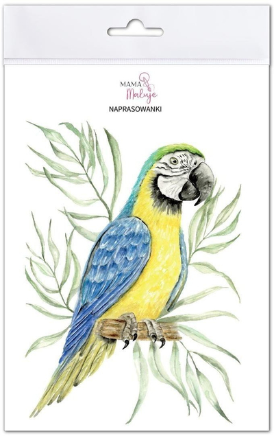 Закрпа за пеглање Mama Maluje Macaw, мотив папагал, сина и жолта
