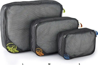 Organizer udhëtimi Lowe Alpine Packing Cube, rrjetë përpara, mbyllje me zinxhir, i zi