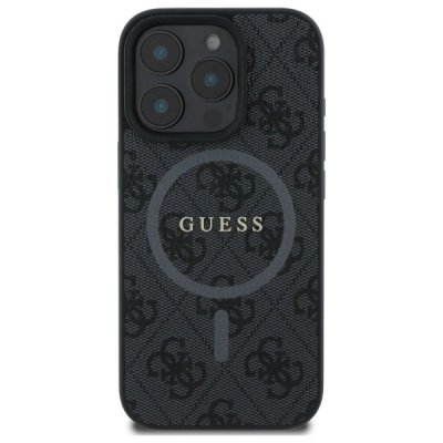 Mbulesë telefoni Guess Protective Cover për iPhone 16 Pro Max, MagSafe, print 4G, e zezë