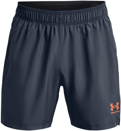 Shorce për meshkuj Under Armour Accelerate Woven, poliestër i lehtë, xhepa me zinxhir, gri