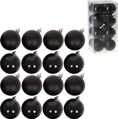 Set zbukurimesh për pemë Vilde, 16 toptha 5 cm, plastike antithyerje, të zezë