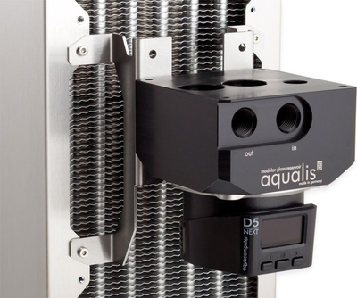 Mbajtëse pompa uji Aqua Computer D5, për ventilator 140 mm, çelik inox, argjendi