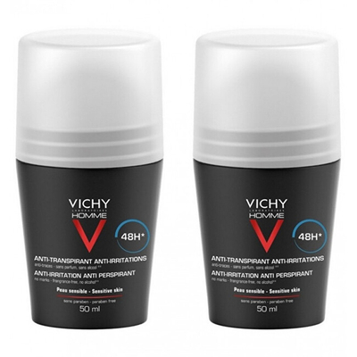 Deodorant Vichy Homme 48H Extra Sensitive, 2 x 50 ml
