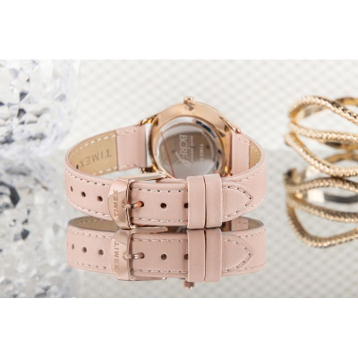 Orë dore Timex Dress X Bcrf TW2V95800, me kuarc, mban 5 bar ujë, rozë