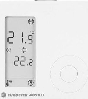 Безжичен термостат Euroster E4020TXRX, голем екран, PWM функција, бел
