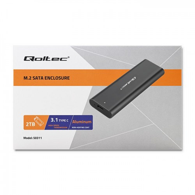 Kuti eksternale për SSD Qoltec 50311, M.2 SATA, USB Type C, e zezë