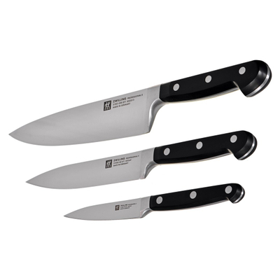 Set thikash kuzhine ZWILLING Professional S, 3 copë, çelik inox, dorezë plastike e zezë