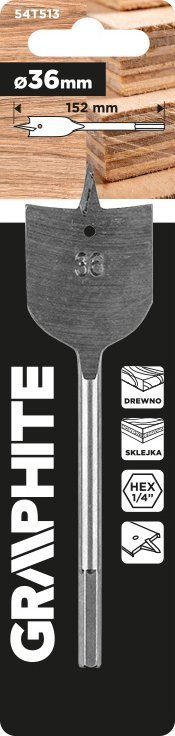 Freza për dru Paddle, 36mm, 152mm, metalike