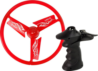 Lodër fluturuese Leantoys UFO Disc, me lançues, plastike, e kuqe