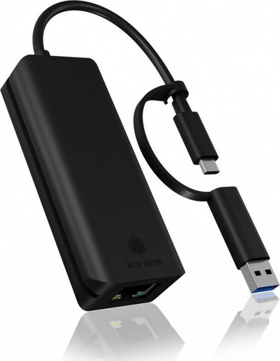 Adaptor rrjeti USB ICY BOX IB-LAN100-C3, USB 3.0 USB-C, Gigabit 1000 Mbps, i zi