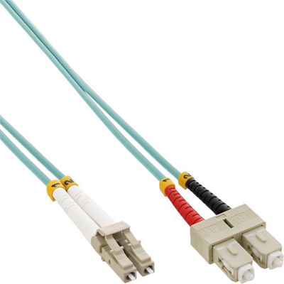 Kabllo optike InLine Patchcord LC SC, OM3 50/125µm, 0.5m, jeshile