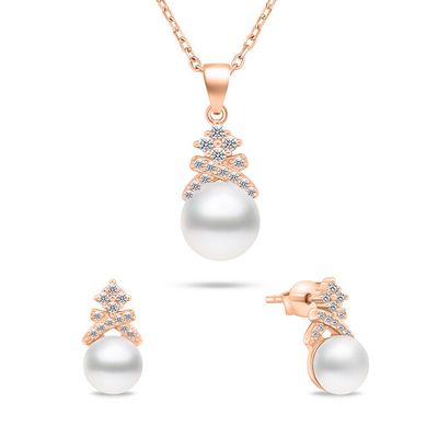 Set vathë dhe qafore Brilio Silver, te bardhë