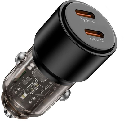 Картач за автомобил Tech-Protect CC03, 2 USB-C PD 100W порти, црн