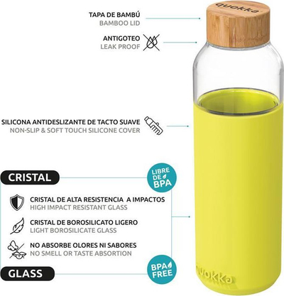 Shishe uji Quokka Bottle, 660ml, qelq borosilikat, jeshile