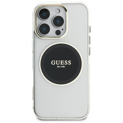 Заштитна маска Guess IML Metal Colored Circle MagSafe, за iPhone 16 Pro Max, проѕирна