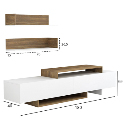 Set mobilie për TV Eduardo 180x29,5x45Hcm (HM8909.12), bardhë