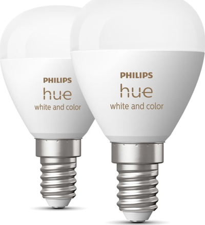 Llambë inteligjente Philips Hue White and Color Ambiance E14, 5.1W 470lm, Bluetooth, set 2 copë