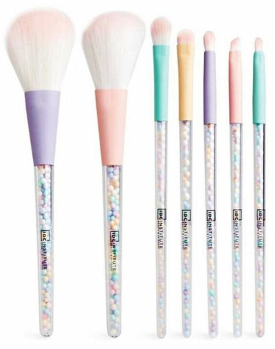 Set furçash grimi IDC Institute Candy Makeup, 7 copë, dorezë transparente, shumëngjyrësh