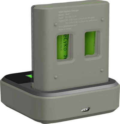 Karikues baterish GP ReCyko M451, NiMH AA AAA, USB, gri