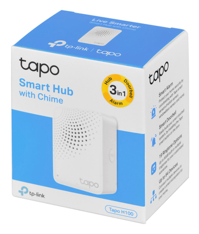 Hub smart me zile dere TP-Link Tapo H100, deri 64 pajisje, 19 melodi, i bardhë