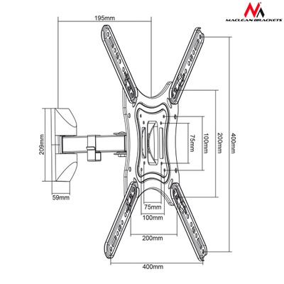 Mbajtëse për TV/monitor Maclean MC-758, 13-55", e zezë
