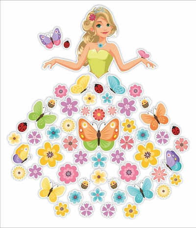 Set dekorimi dritaresh LearnHow Lady Spring, 58 pjesë, me printim dyanësh