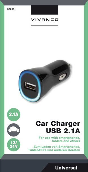 Karikues makinë Vivanco CCVVUSB21ABK, 1x USB, 12W, i zi
