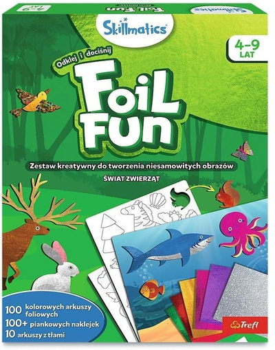 Set kreativ për fëmijë Skillmatics Foil Fun Animal World, art me fletë metalike, 4-9 vjeç, shumëngjyrësh