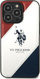 Kapak telefoni US Polo Tricolor Embossed për iPhone 14 Pro 6.1", prej TPU-je dhe lëkure sintetike, i bardhë
