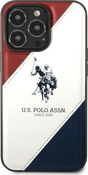 Kapak telefoni US Polo Tricolor Embossed për iPhone 14 Pro 6.1", prej TPU-je dhe lëkure sintetike, i bardhë