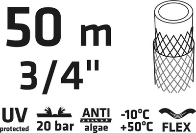 Gyp kopshti VERTO, 50m, 3/4", ekonomike (15G805)
